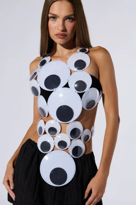 GOOGLY EYED SLEEVELESS FASHION TOP sold by AKIRA
