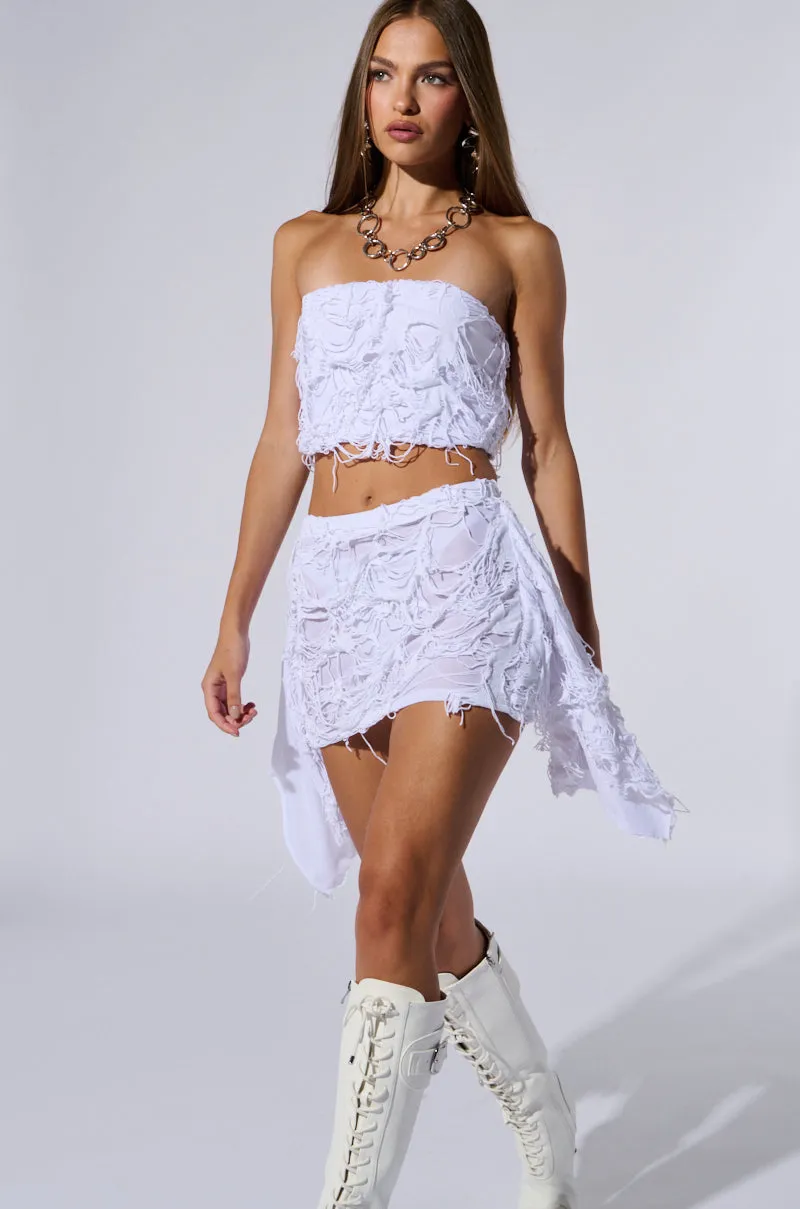 QUEEN OF LOVE DISTRESSED BRALETTE TOP IN WHITE sold by AKIRA product image thumbnail 5