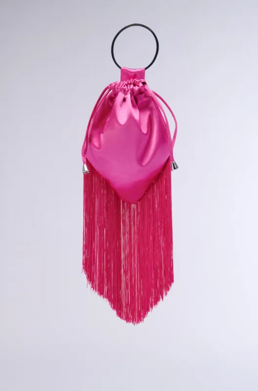GNO SATIN FRINGE PURSE sold by AKIRA