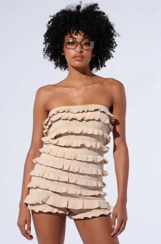 RUFFLES ALL OVER ROMPER sold by AKIRA