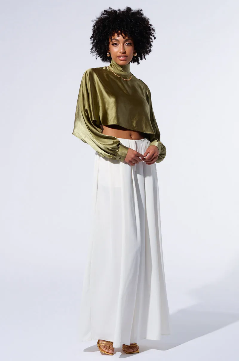 SATIN MOCK NECK BLOUSE IN OLIVE sold by AKIRA product image thumbnail 5
