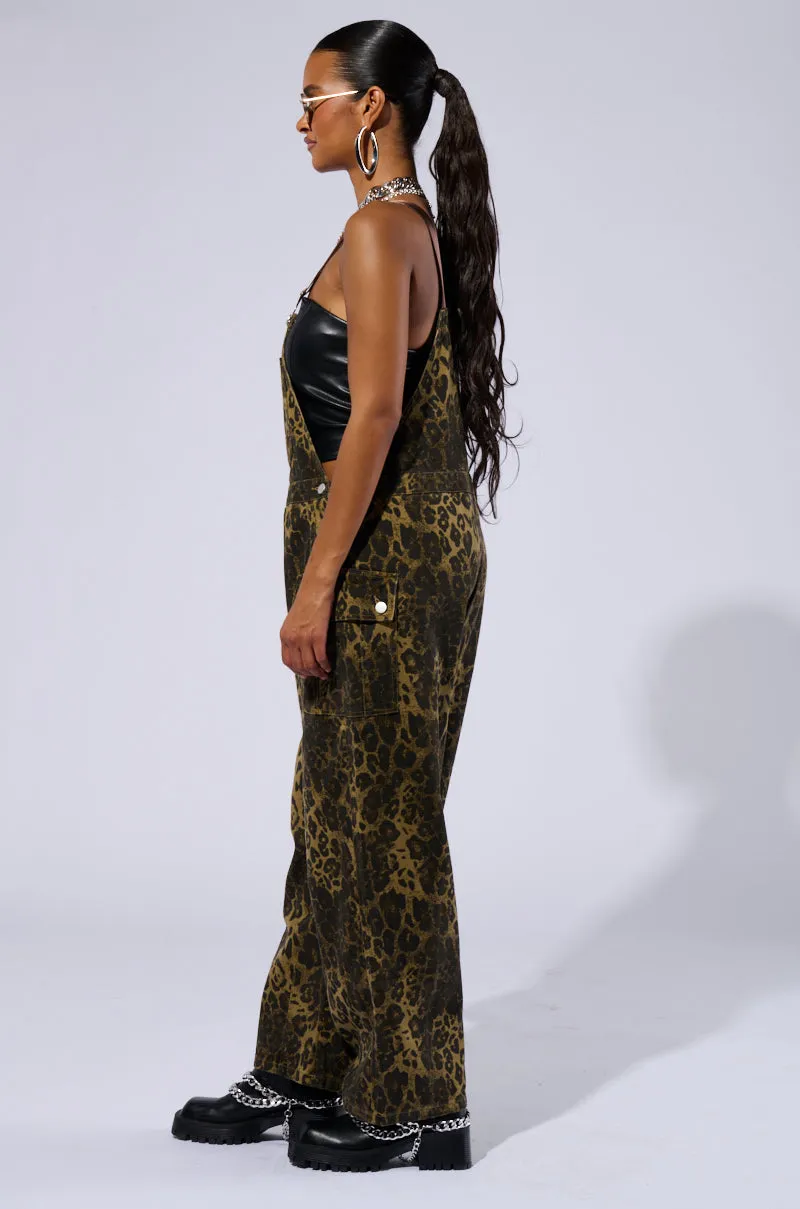 TALLY LEOPARD PRINT OVERALLS sold by AKIRA product image thumbnail 3