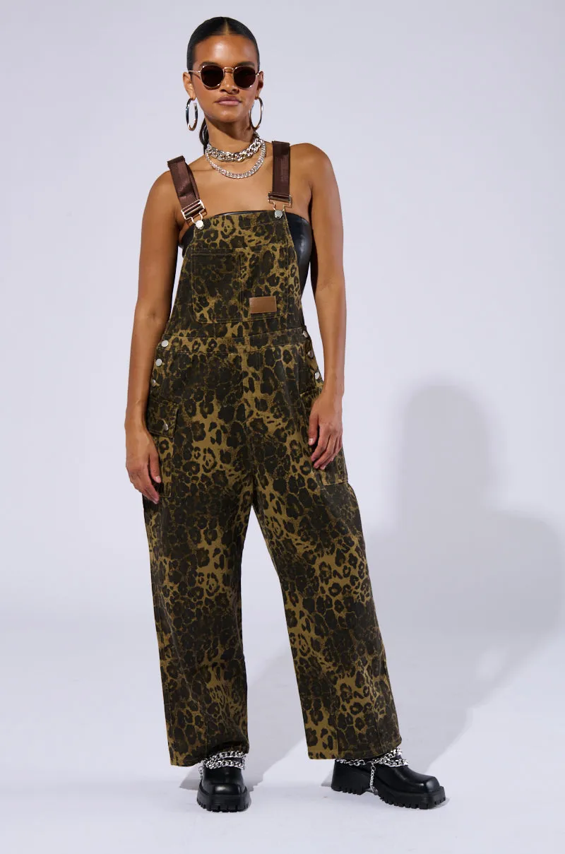 TALLY LEOPARD PRINT OVERALLS sold by AKIRA product image thumbnail 2