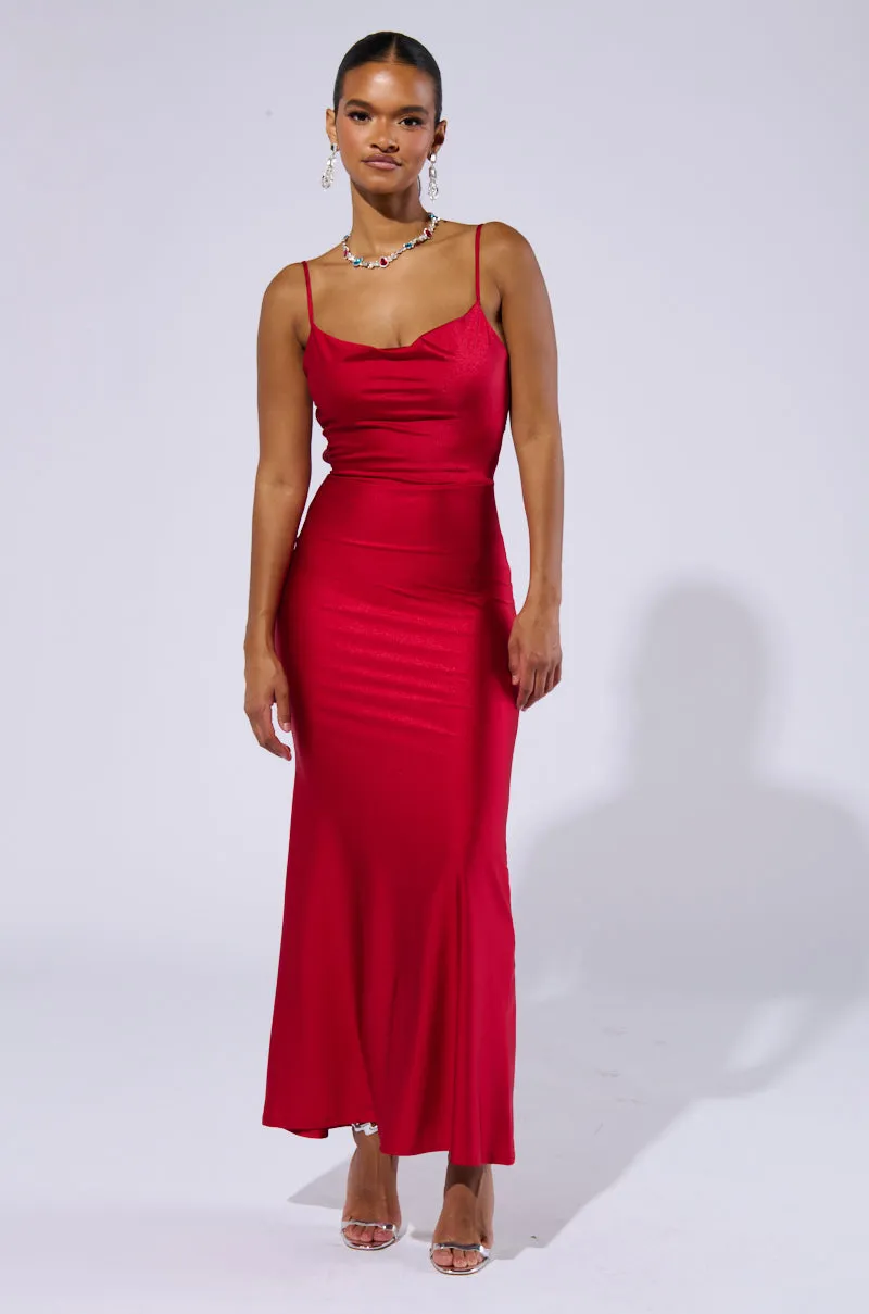 LADY IN RED COWL NECK MIDI DRESS sold by AKIRA product image thumbnail 3
