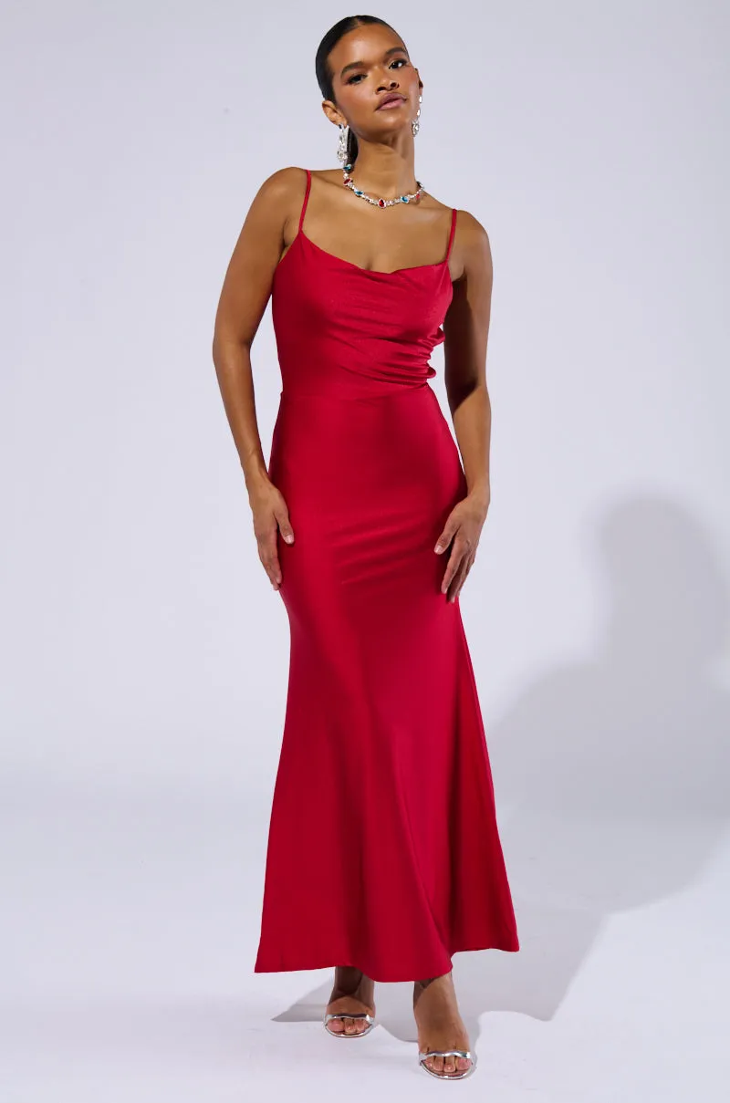 LADY IN RED COWL NECK MIDI DRESS sold by AKIRA product image thumbnail 2