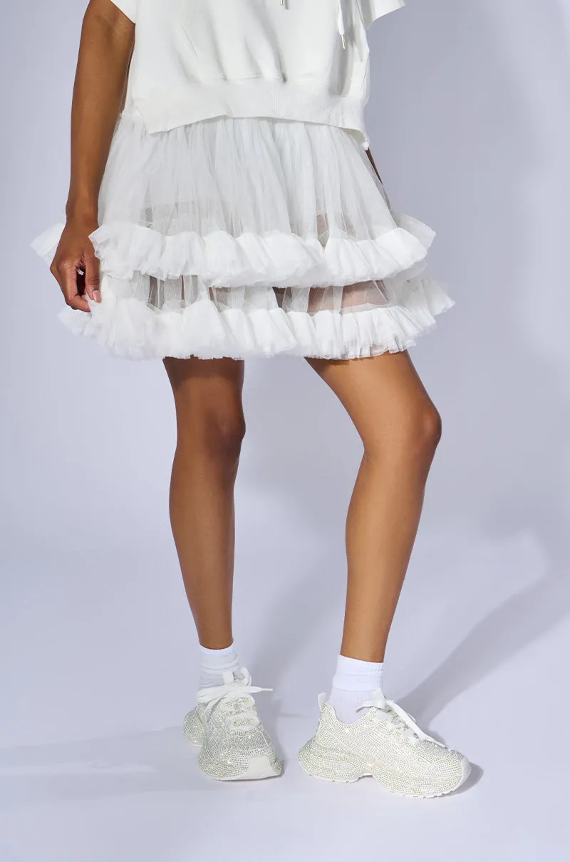 PRINCESS WHITE EMBELLISHED SNEAKER sold by AKIRA