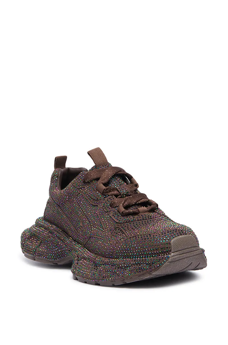 PRINCESS BROWN EMBELLISHED SNEAKER sold by AKIRA product image thumbnail 3