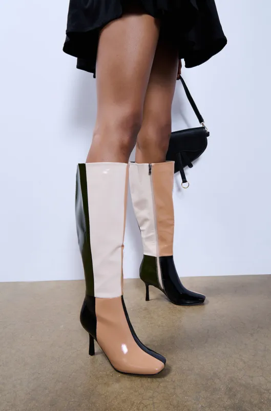 AZALEA WANG ODETTA MULTI COLORBLOCKED BOOT sold by AKIRA