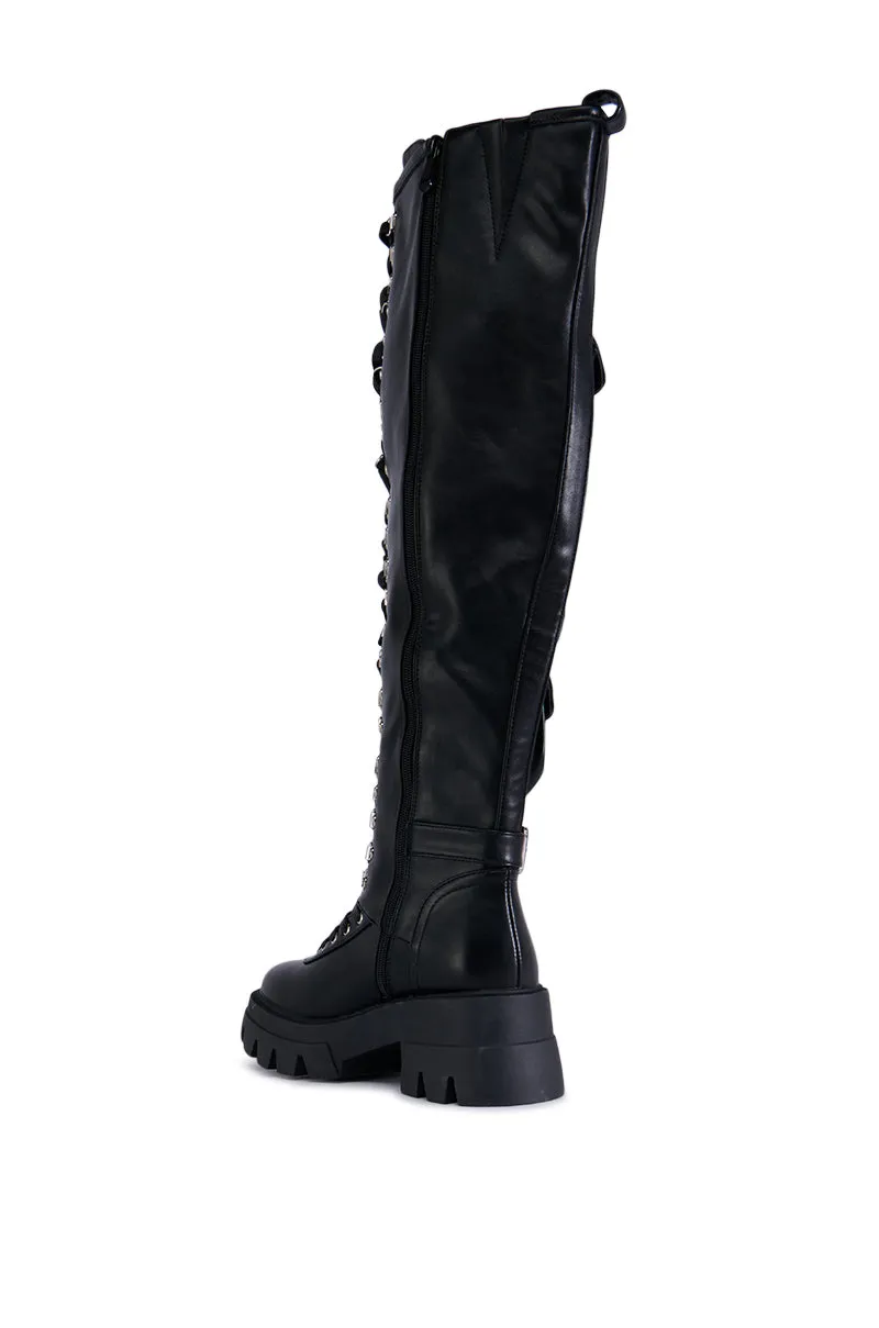 AZALEA WANG EDSEL BLACK OVER THE KNEE LACE UP BOOT sold by AKIRA product image thumbnail 4