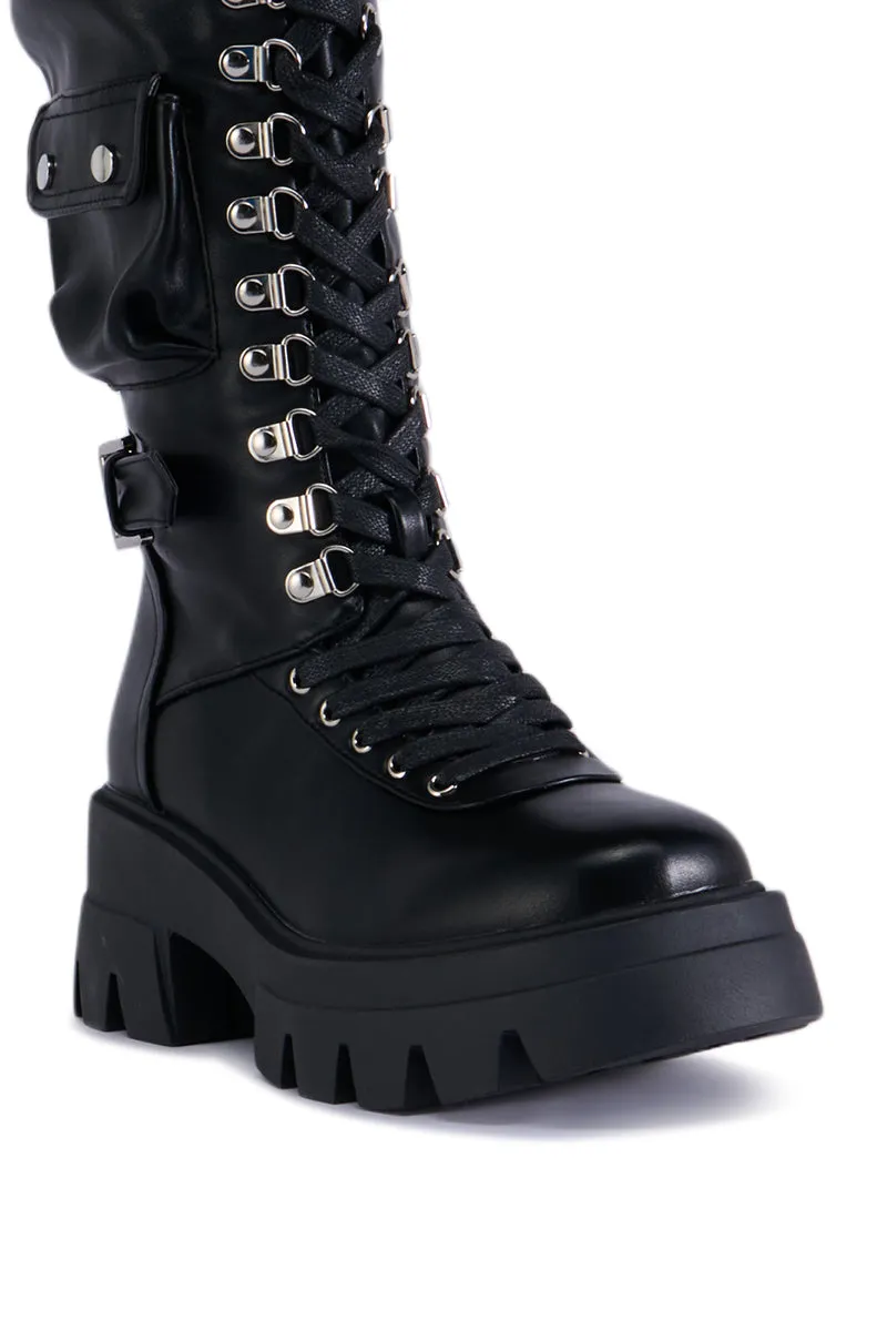 AZALEA WANG EDSEL BLACK OVER THE KNEE LACE UP BOOT sold by AKIRA product image thumbnail 5