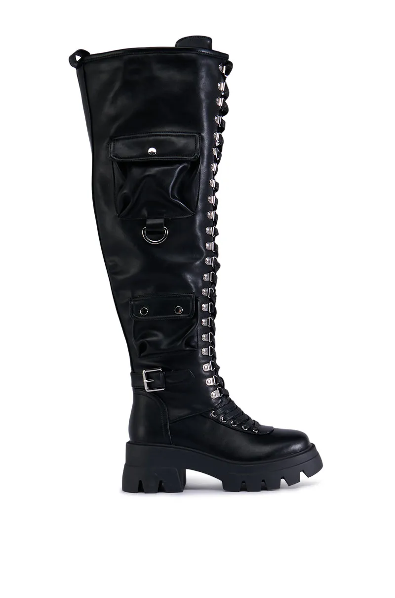 AZALEA WANG EDSEL BLACK OVER THE KNEE LACE UP BOOT sold by AKIRA product image thumbnail 2