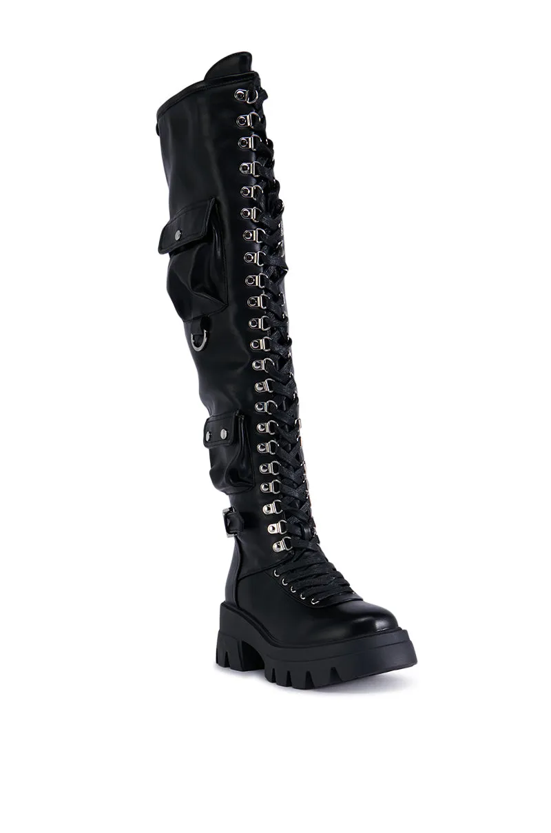 AZALEA WANG EDSEL BLACK OVER THE KNEE LACE UP BOOT sold by AKIRA product image thumbnail 3