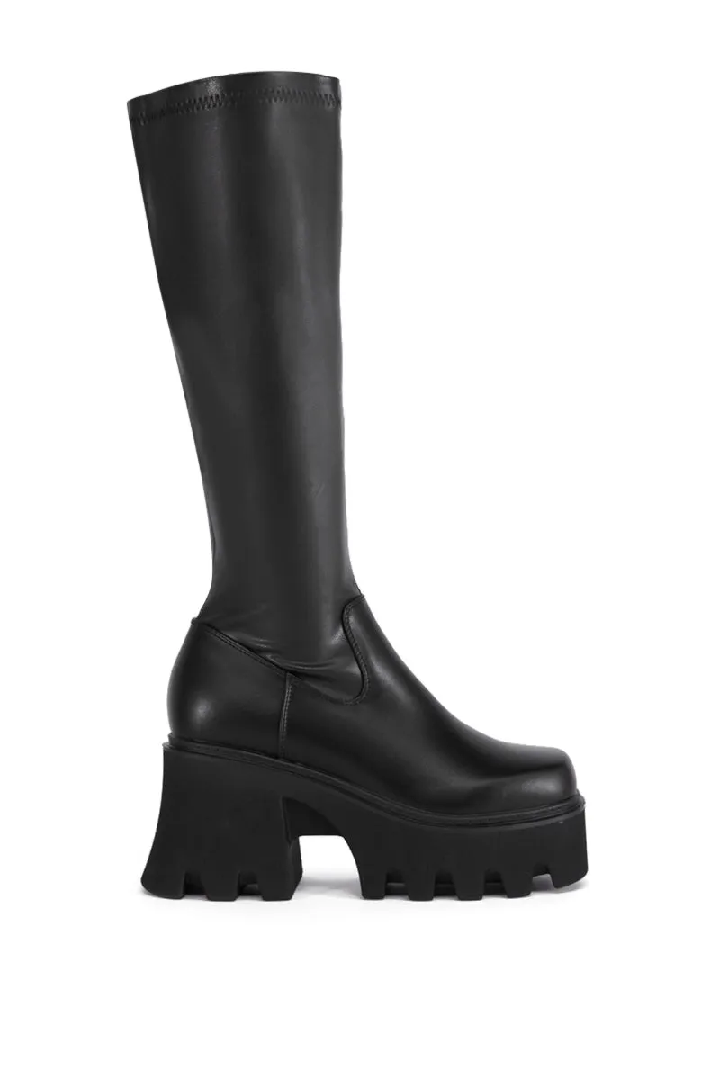 AZALEA WANG MARWA BLACK CHUNKY STRETCH BOOT sold by AKIRA product image thumbnail 2