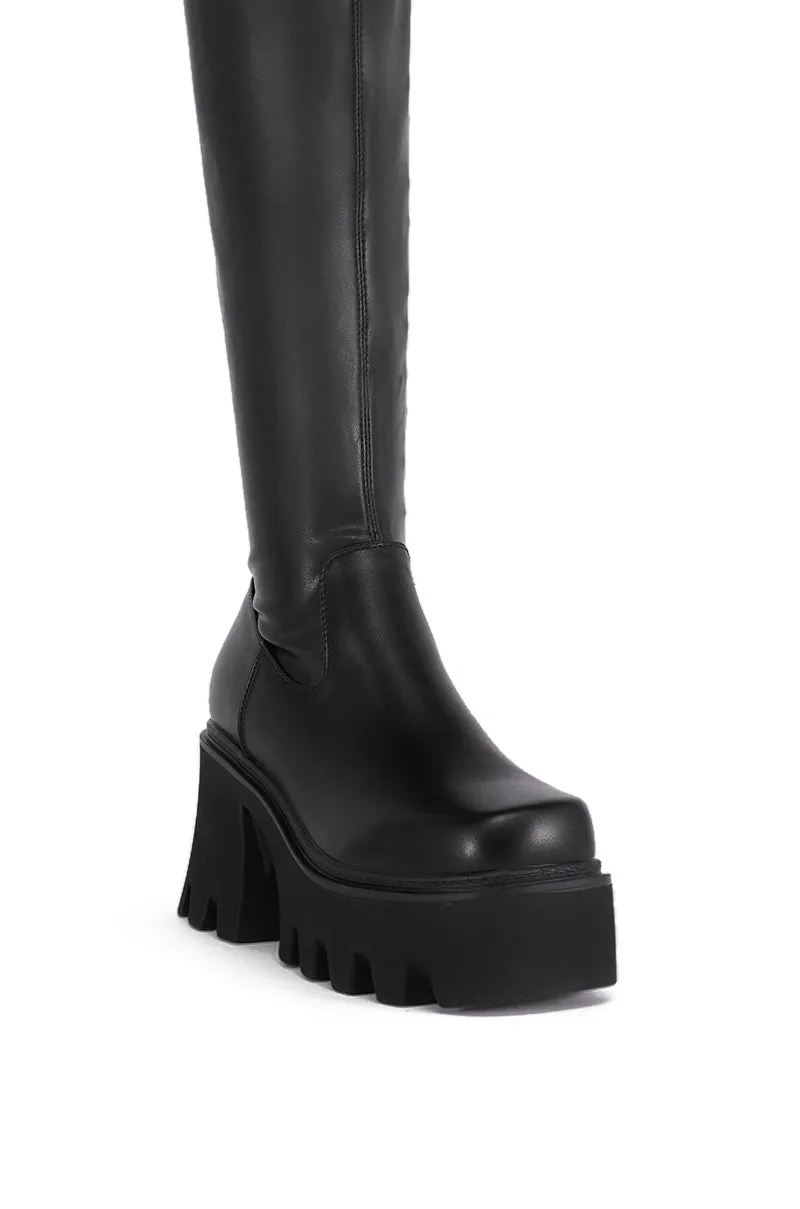 AZALEA WANG MARWA BLACK CHUNKY STRETCH BOOT sold by AKIRA product image thumbnail 5