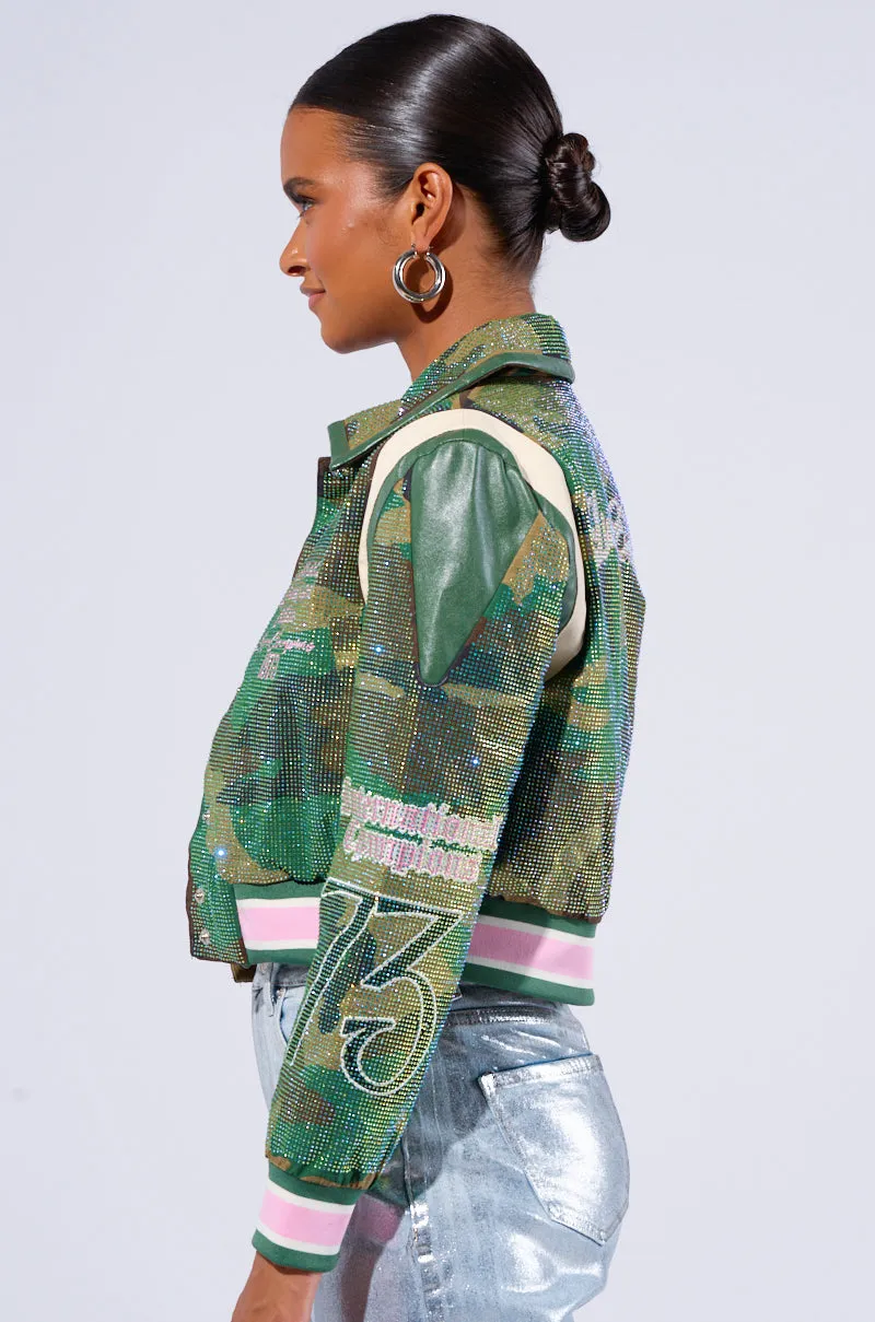 RUN FOR YOUR MONEY EMBELLISHED BOMBER sold by AKIRA product image thumbnail 5