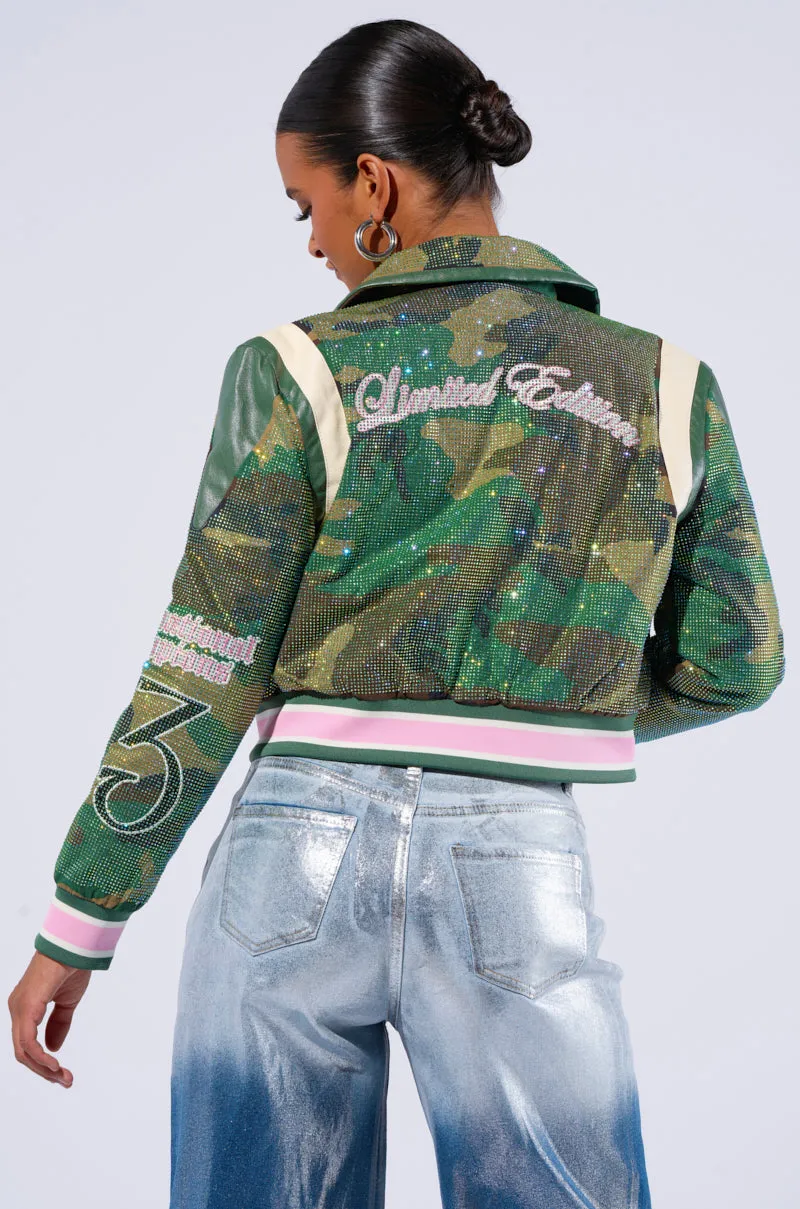 RUN FOR YOUR MONEY EMBELLISHED BOMBER sold by AKIRA product image thumbnail 2