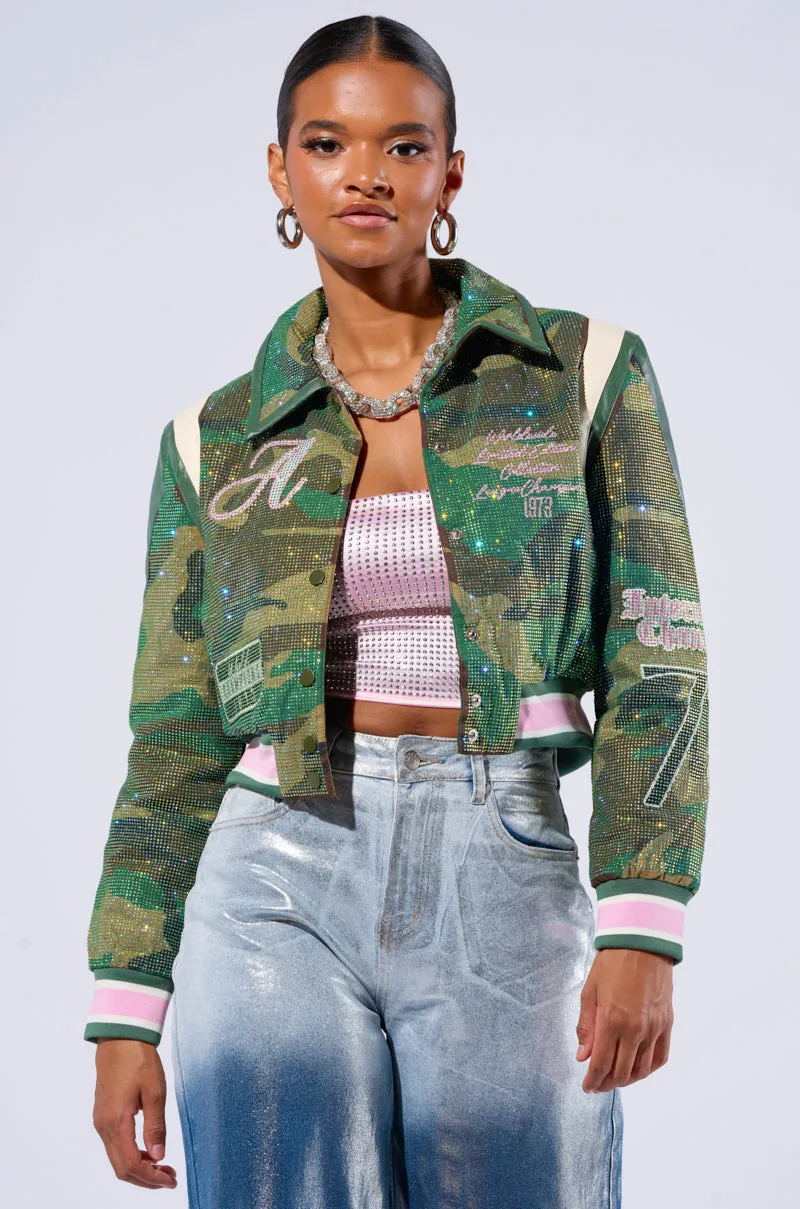 RUN FOR YOUR MONEY EMBELLISHED BOMBER sold by AKIRA product image thumbnail 3