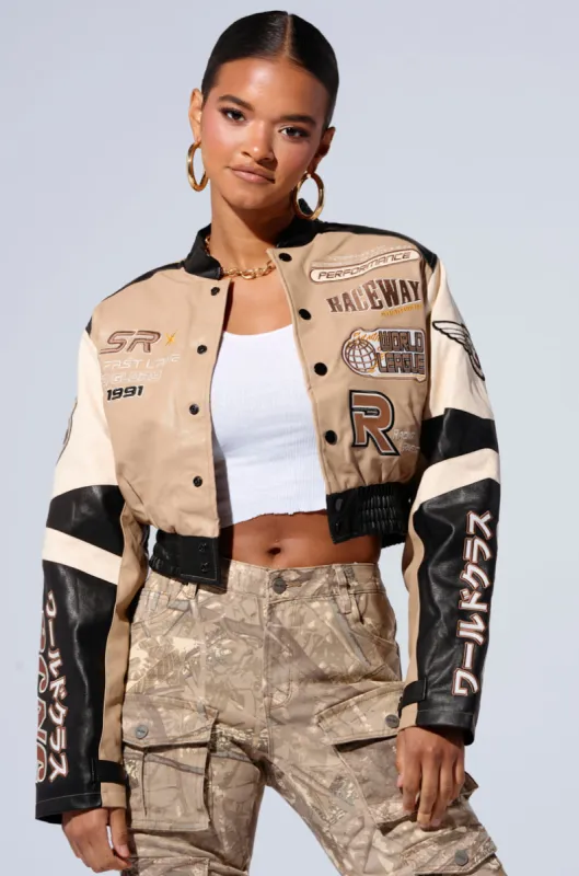 EMBROIDERED RACER BOMBER sold by AKIRA