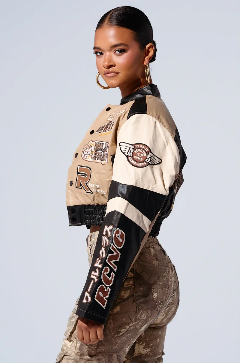 EMBROIDERED RACER BOMBER sold by AKIRA product image thumbnail 3