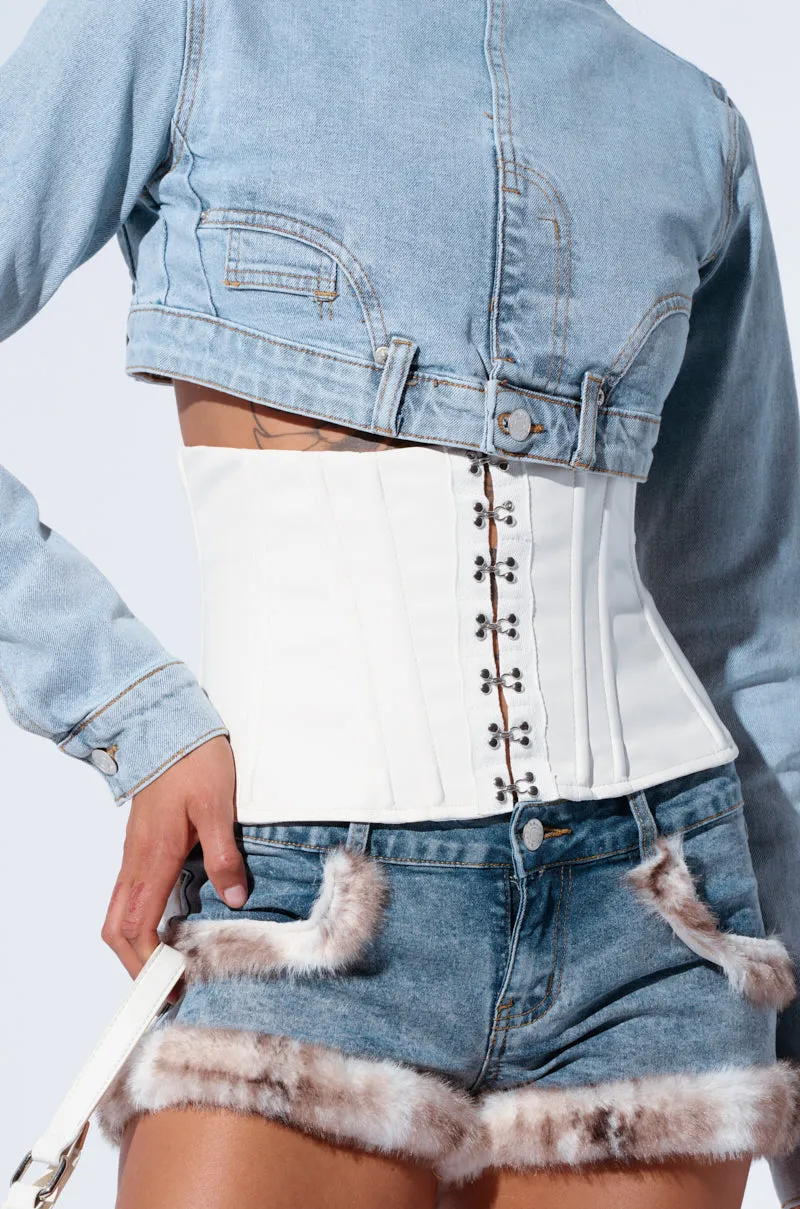 CINCHED UP PU BELT sold by AKIRA