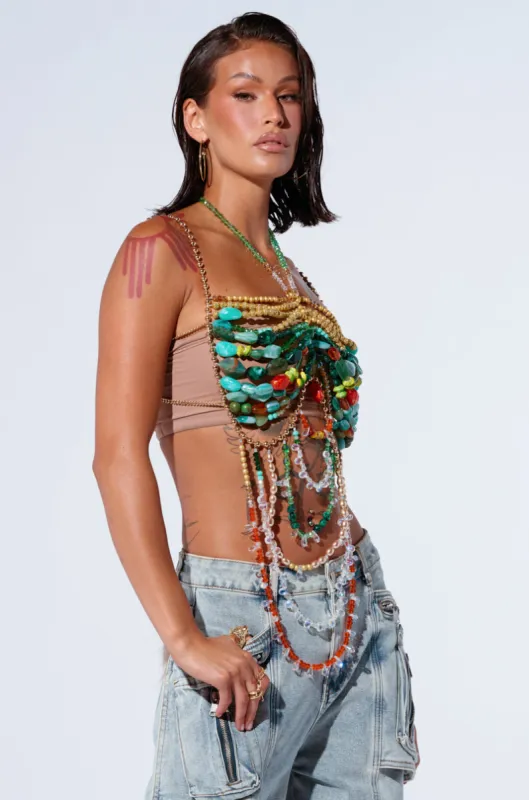 DON'T STOP MOVING BEADED TOP sold by AKIRA