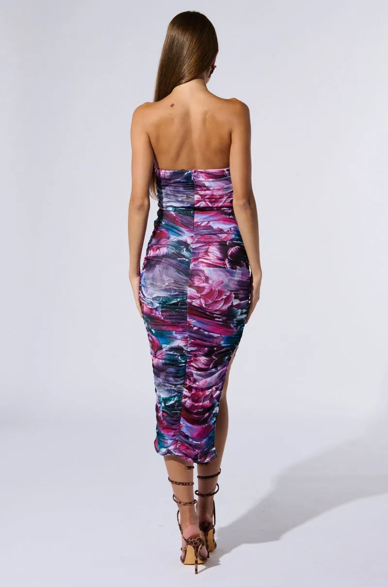 FLORAL FANTASY RUCHED MIDI DRESS sold by AKIRA product image thumbnail 5