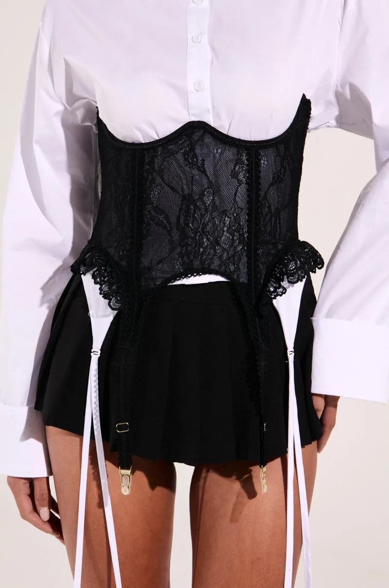 TRUE RUFFLE GARTER BELT sold by AKIRA