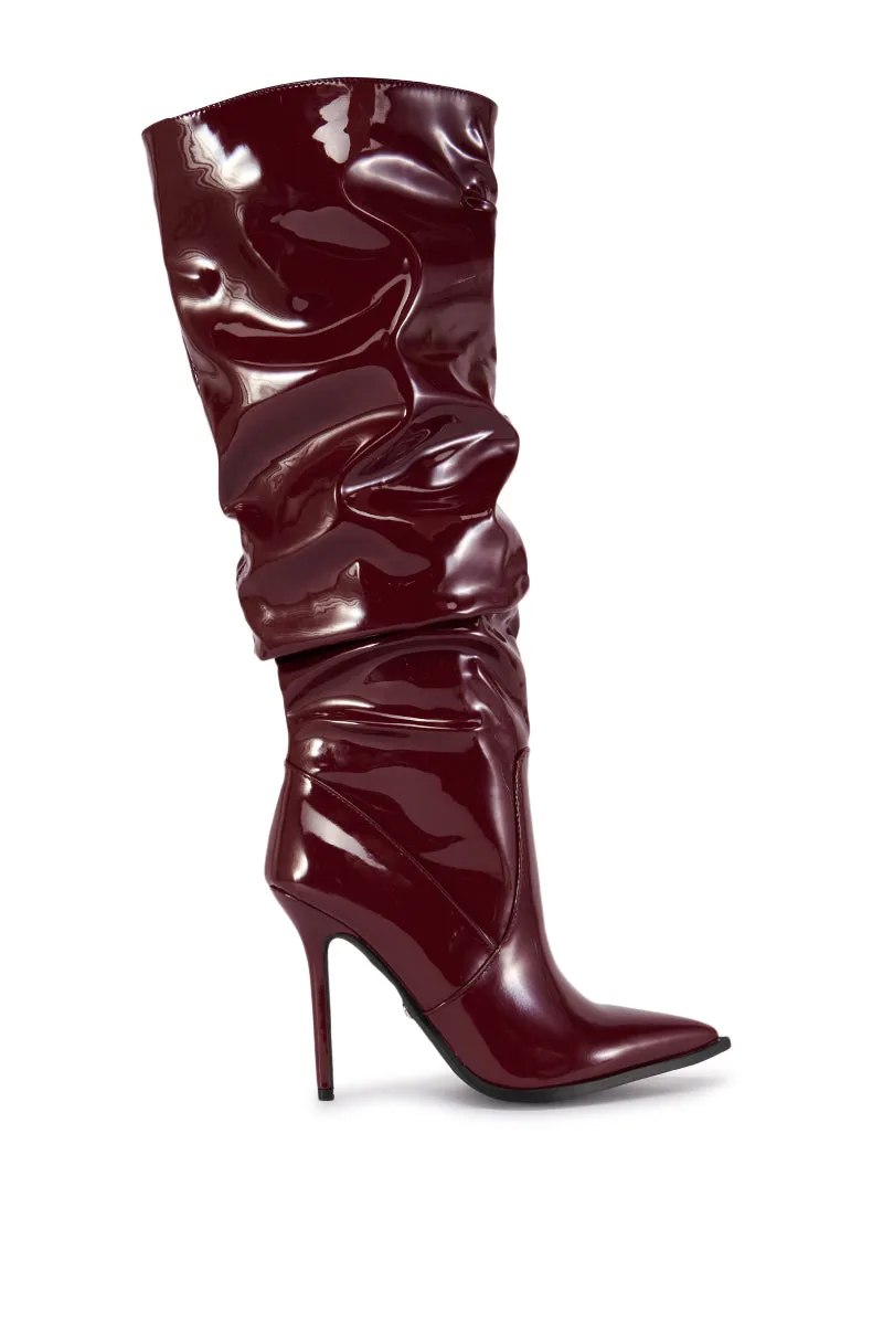 AZALEA WANG MITICA BURGUNDY PATENT SLOUCH BOOT sold by AKIRA product image thumbnail 2