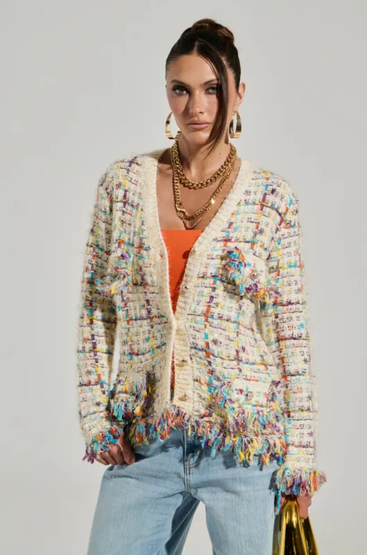 MARGARET BUTTON DOWN CARDIGAN IN CREAM sold by AKIRA