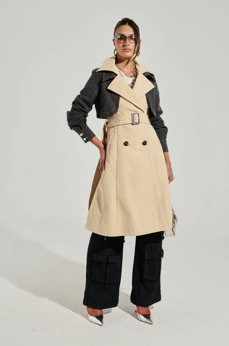 RUSH STREET DENIM OVERLAY TRENCH sold by AKIRA product image thumbnail 2