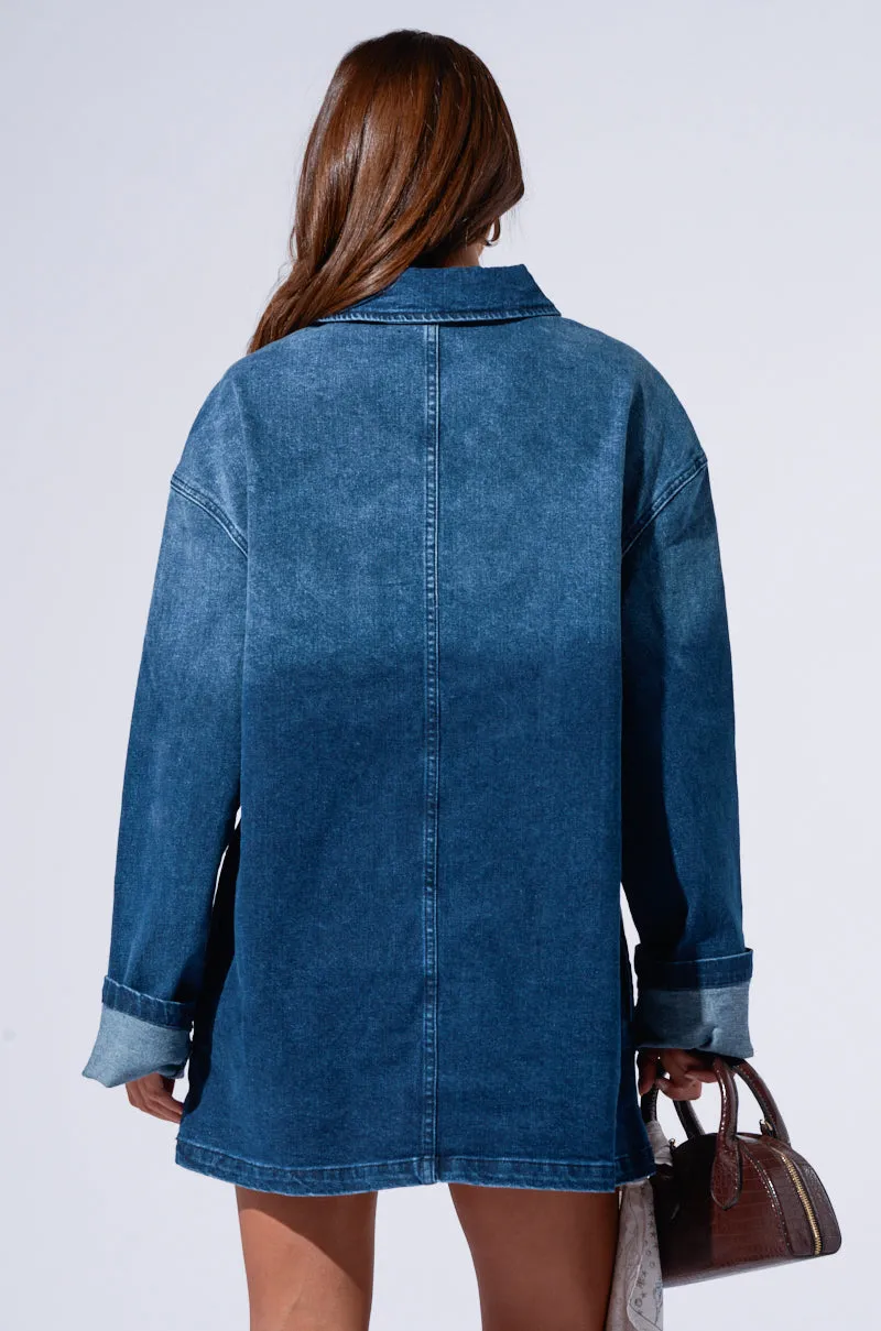 COOL GIRL OVERSIZED DENIM SHIRT DRESS sold by AKIRA product image thumbnail 5