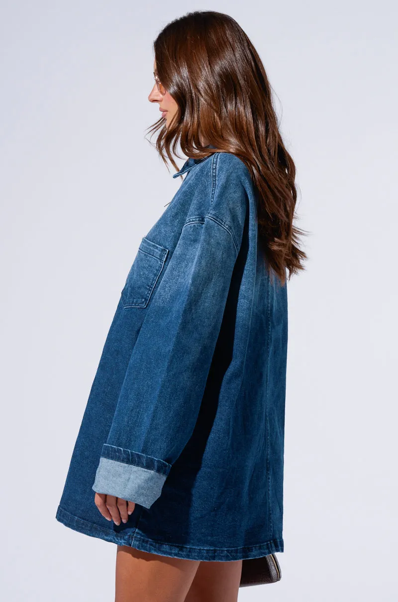 COOL GIRL OVERSIZED DENIM SHIRT DRESS sold by AKIRA product image thumbnail 4