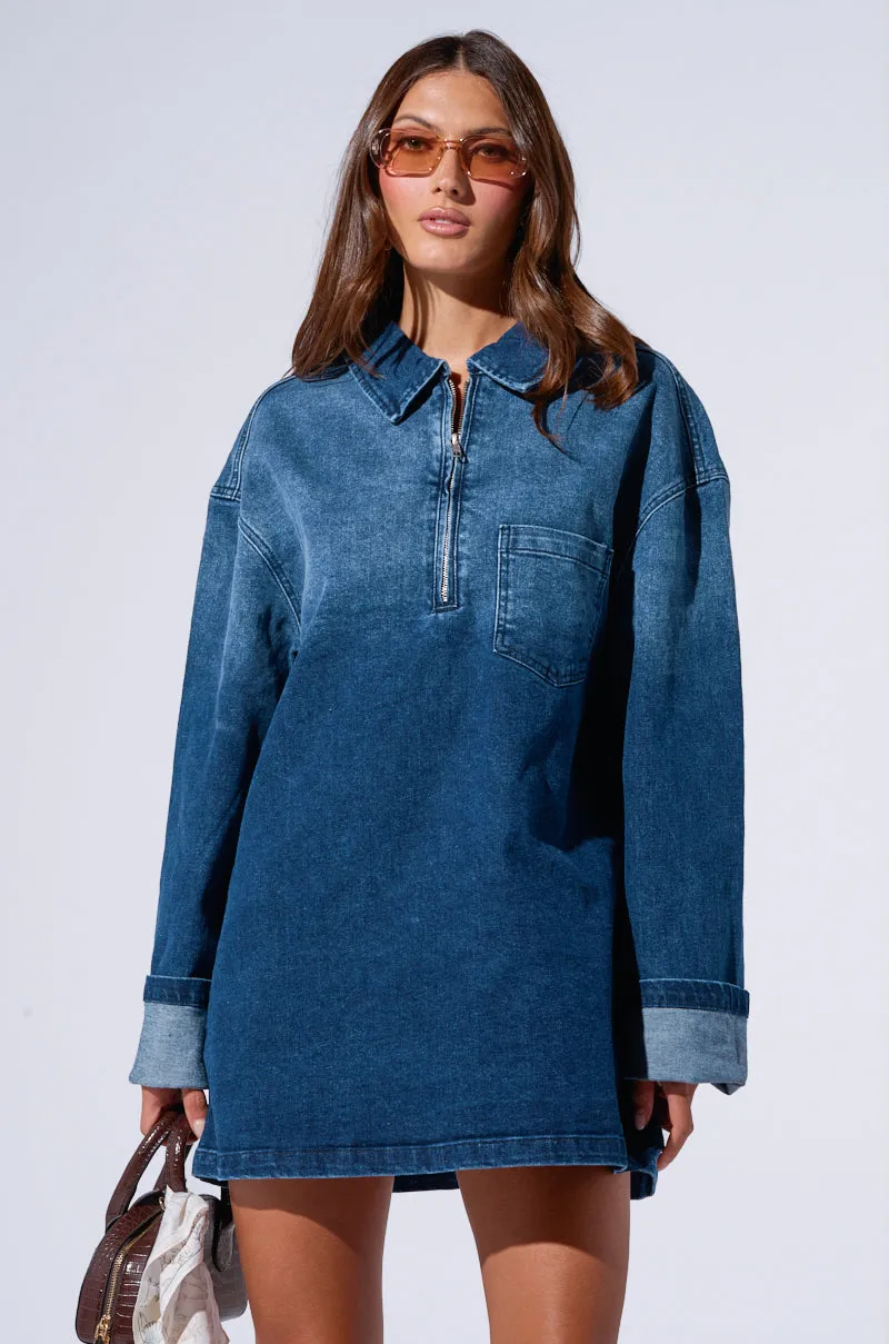 COOL GIRL OVERSIZED DENIM SHIRT DRESS sold by AKIRA product image thumbnail 2
