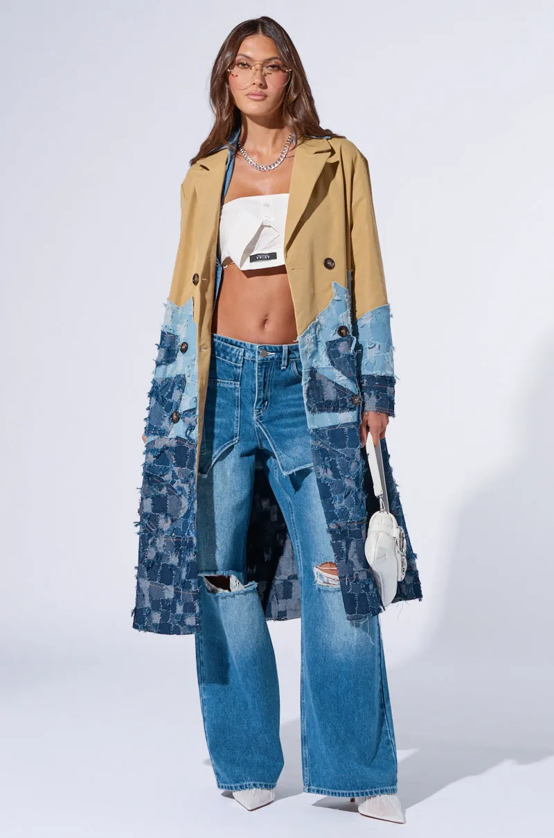 WICKER PARK DENIM DETAIL TRENCH sold by AKIRA product image thumbnail 3