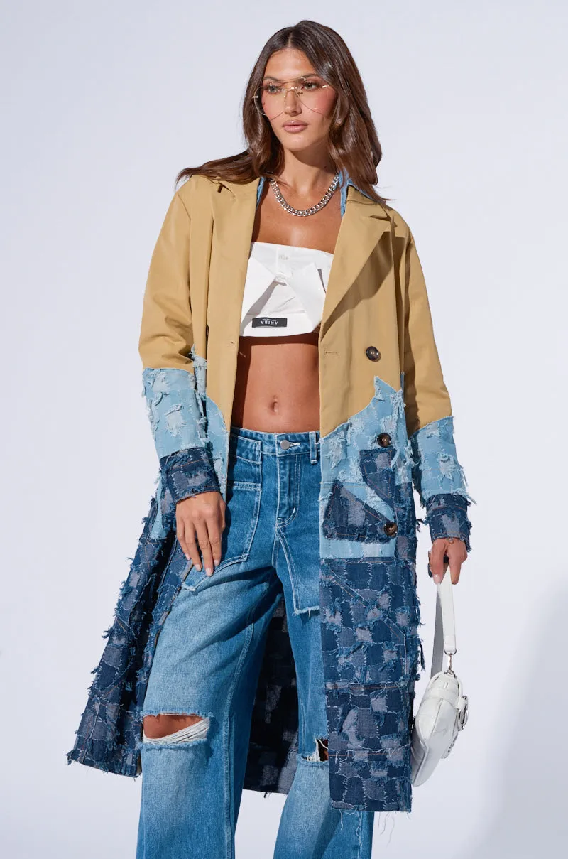 WICKER PARK DENIM DETAIL TRENCH sold by AKIRA product image thumbnail 2