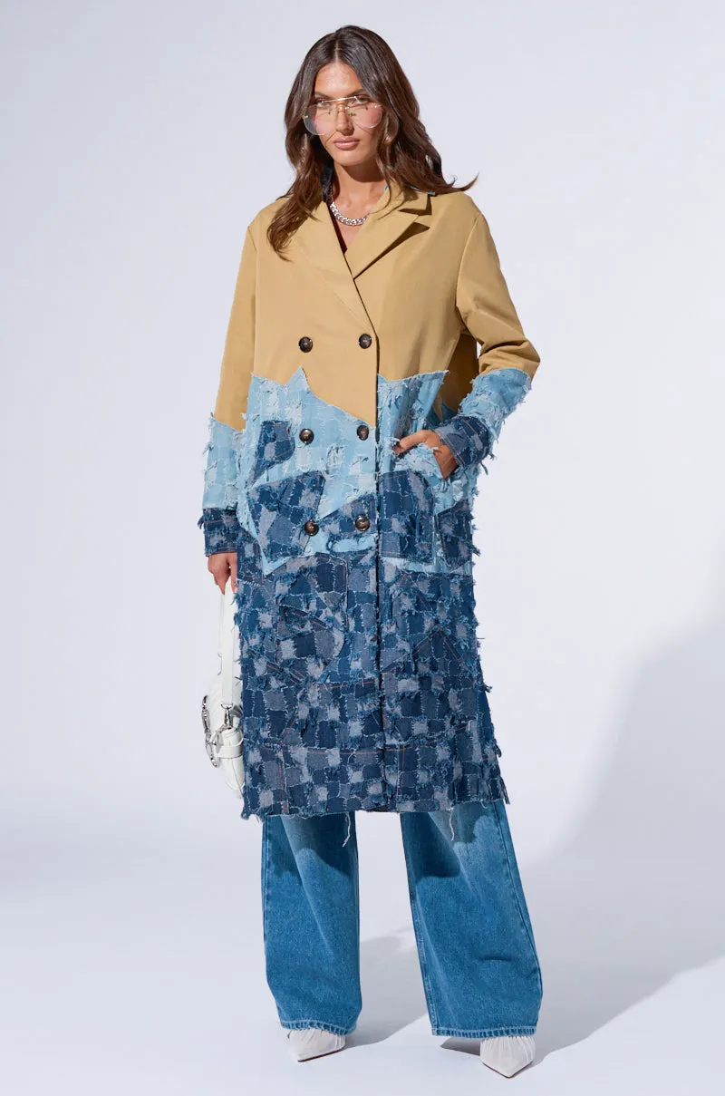 WICKER PARK DENIM DETAIL TRENCH sold by AKIRA product image thumbnail 5