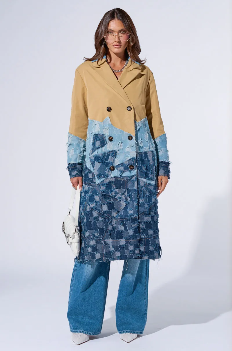 WICKER PARK DENIM DETAIL TRENCH sold by AKIRA product image thumbnail 4