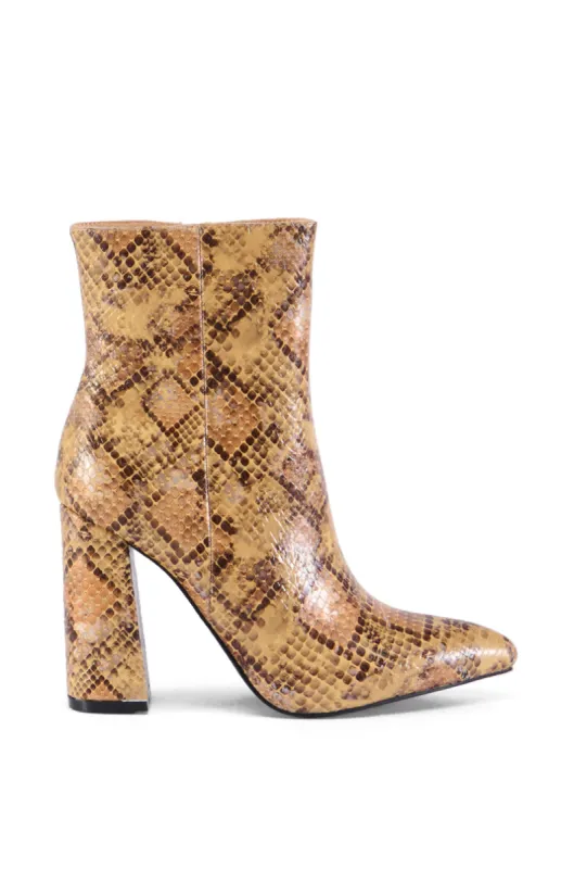 AZALEA WANG TAN SNAKE BOOTIE sold by AKIRA