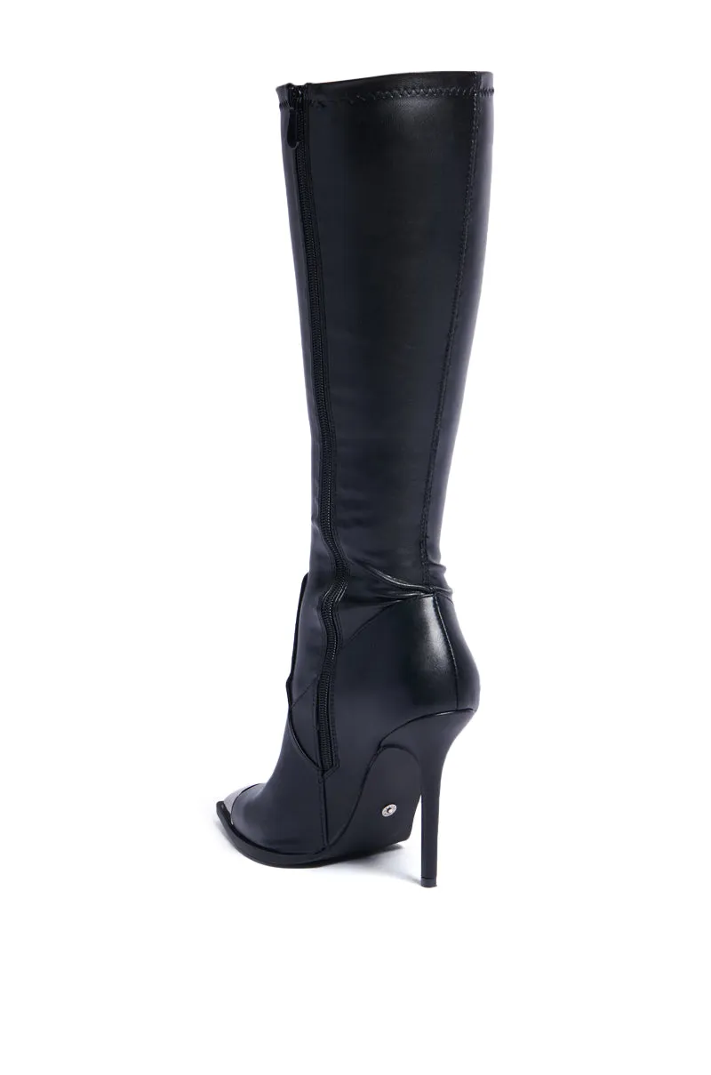 AZALEA WANG XIAO BLACK KNEE HIGH BOOT WITH METAL TOE CAP sold by AKIRA product image thumbnail 5