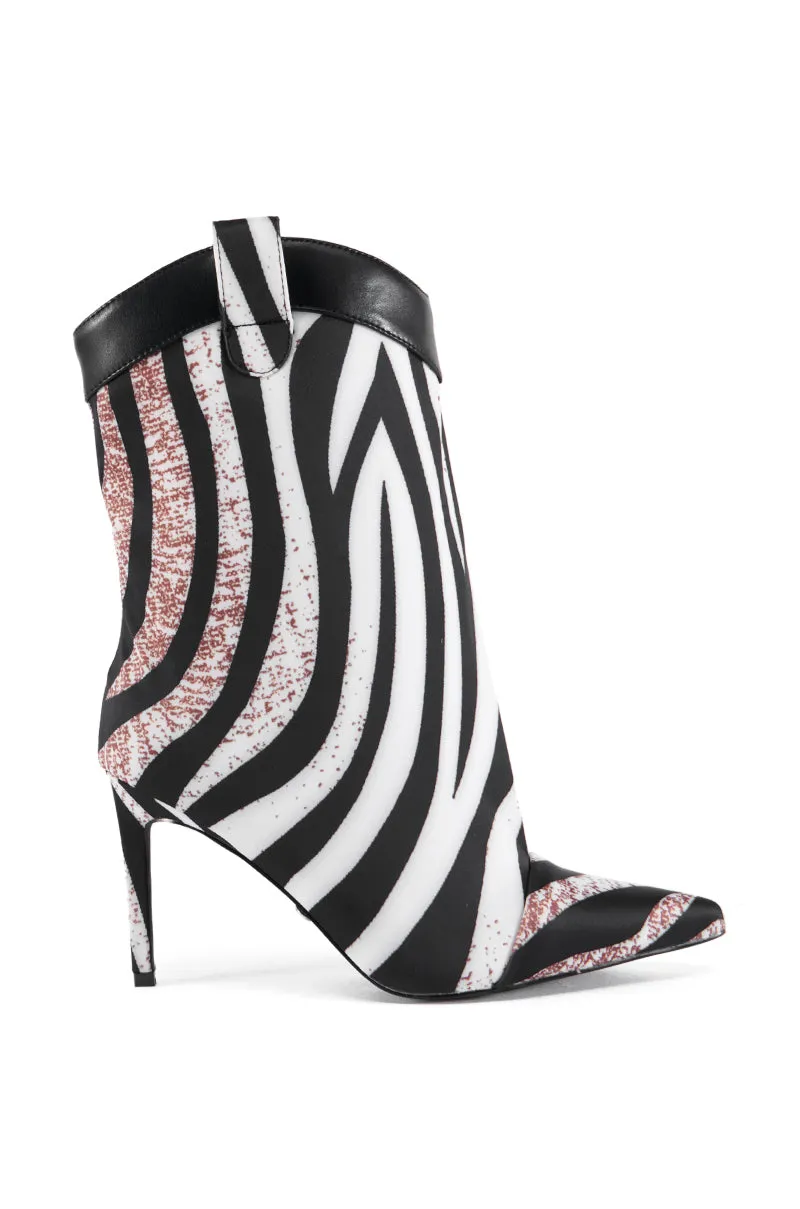 AZALEA WANG DOODLE MULTI WESTERN TOPLINE ZEBRA BOOT sold by AKIRA product image thumbnail 2