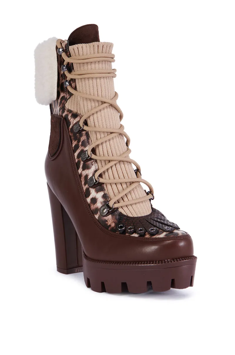 AZALEA WANG FINLEA BROWN MULTI MATERIAL BOOTIE sold by AKIRA product image thumbnail 3