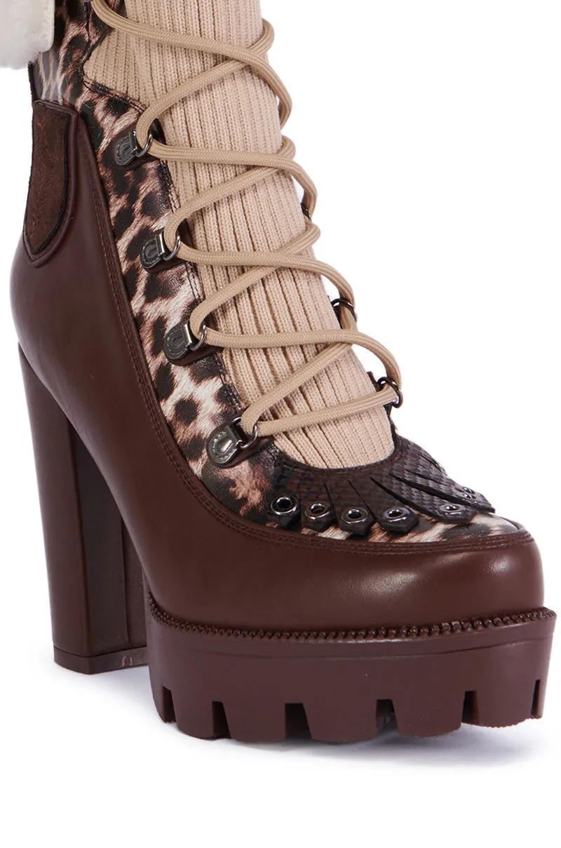 AZALEA WANG FINLEA BROWN MULTI MATERIAL BOOTIE sold by AKIRA product image thumbnail 5