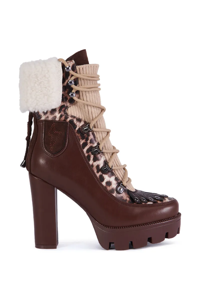 AZALEA WANG FINLEA BROWN MULTI MATERIAL BOOTIE sold by AKIRA product image thumbnail 2