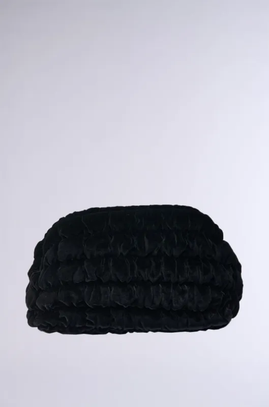 DASH QUILTED VELVET CLUTCH sold by AKIRA