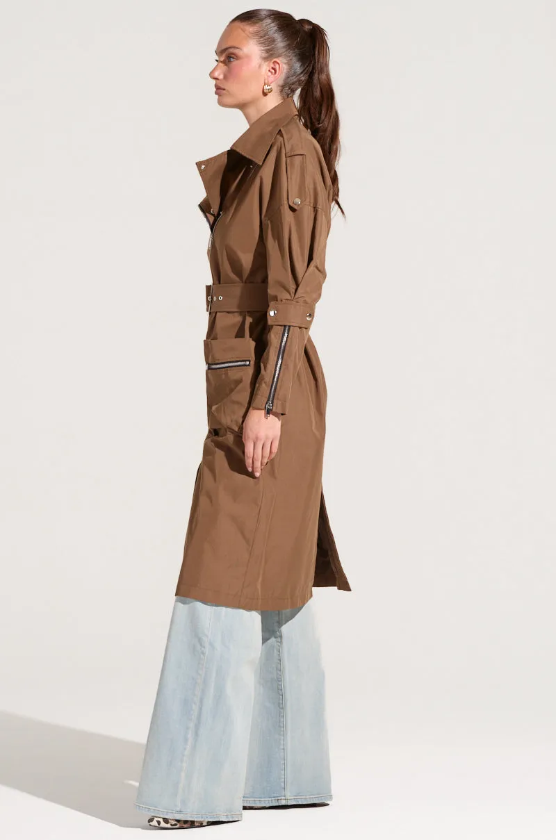 MANHATTAN ASYMMETRICAL TRENCH sold by AKIRA product image thumbnail 4