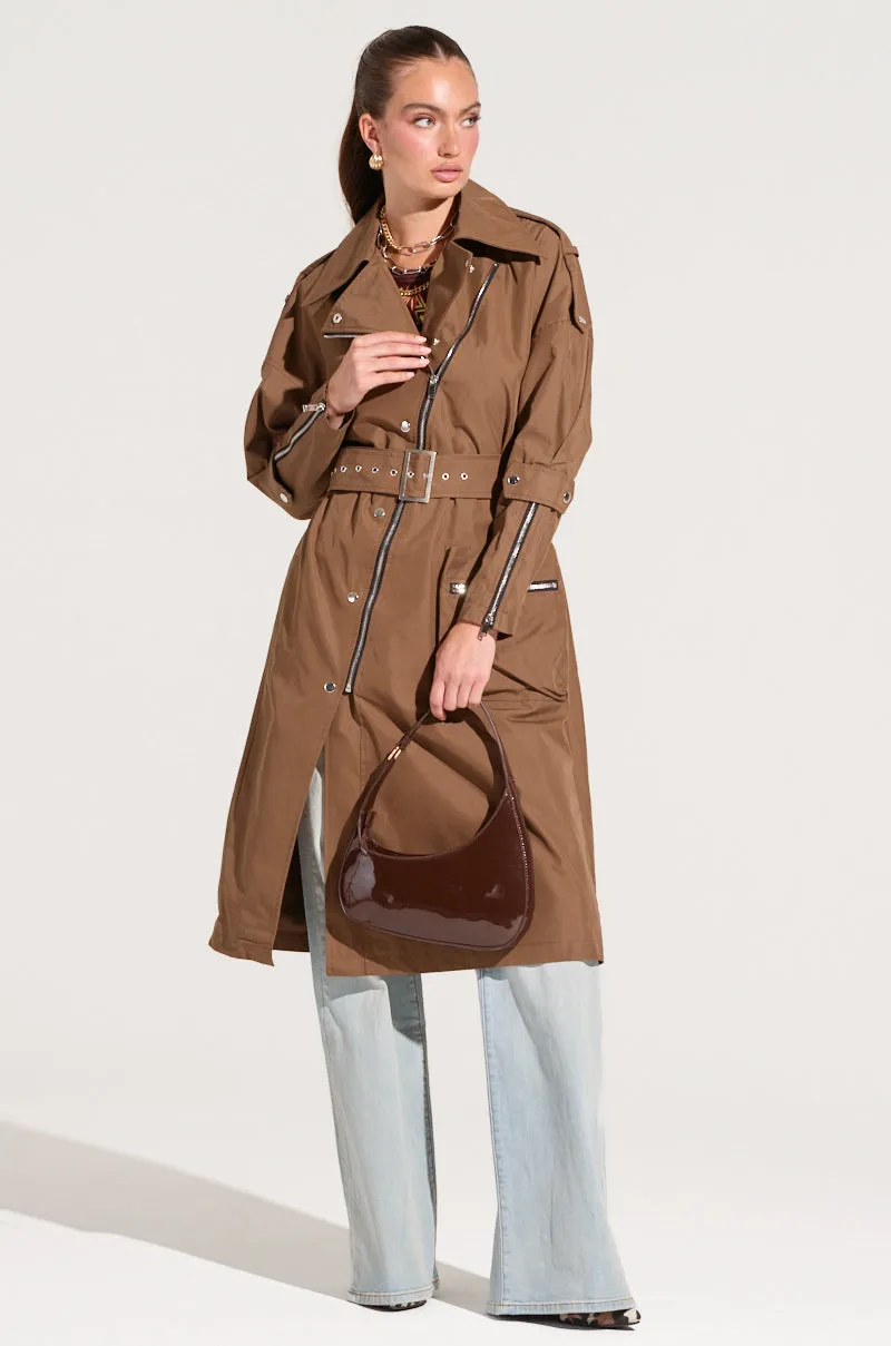 MANHATTAN ASYMMETRICAL TRENCH sold by AKIRA product image thumbnail 3