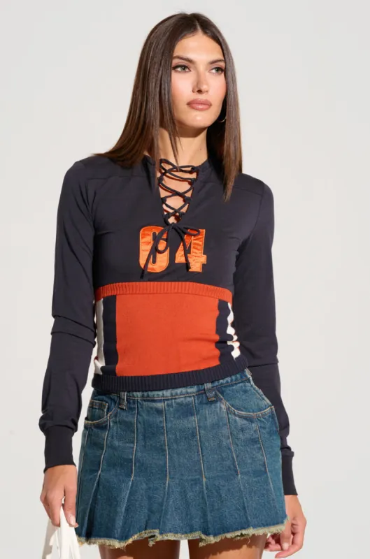 UP CLOSE AND PERSONAL LONG SLEEVE TOP sold by AKIRA