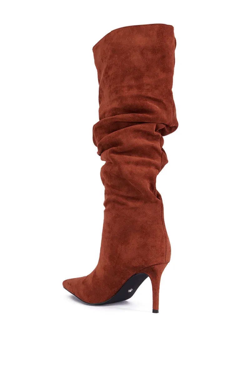 AZALEA WANG PAVETTA BROWN FAUX SUEDE SLOUCH BOOT sold by AKIRA product image thumbnail 4