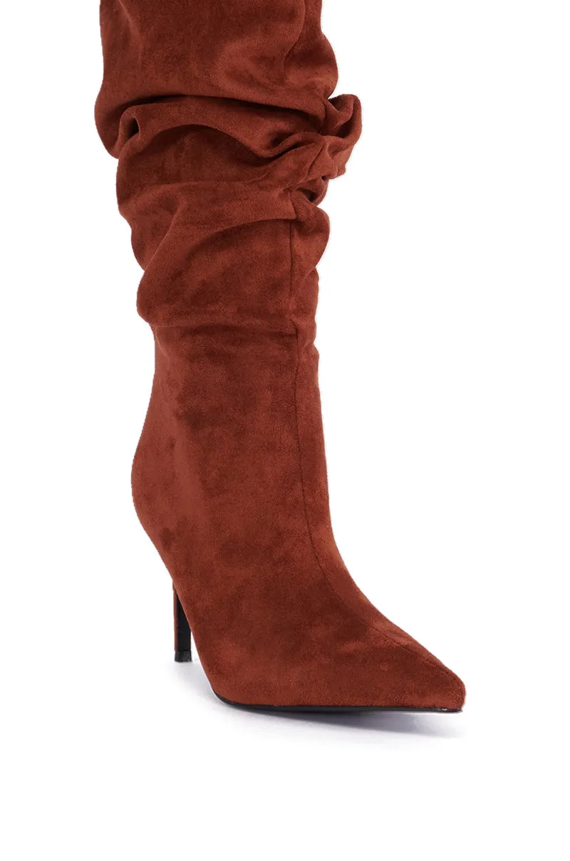 AZALEA WANG PAVETTA BROWN FAUX SUEDE SLOUCH BOOT sold by AKIRA product image thumbnail 5