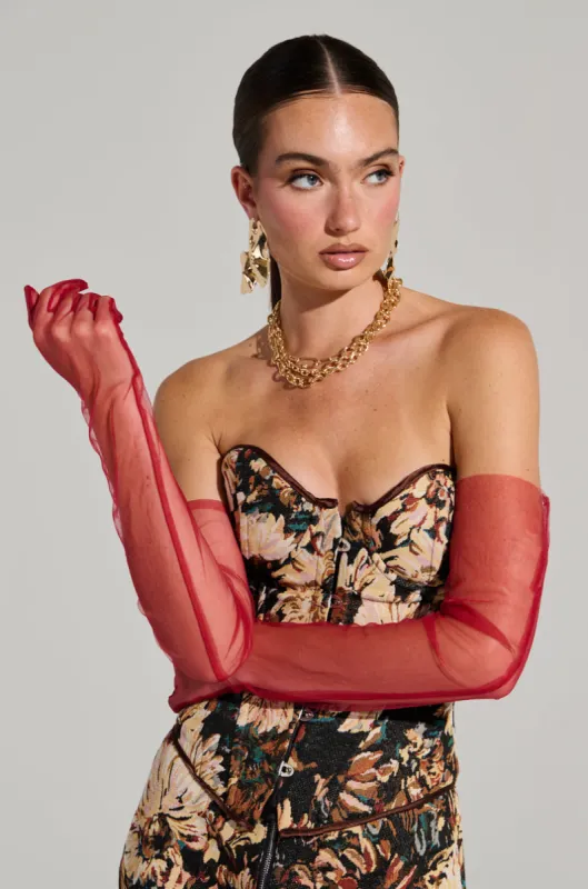 BURGUNDY MESH GLOVE sold by AKIRA